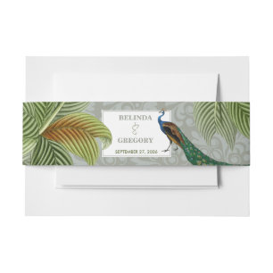 Bandeau De Faire-part Vintage Peacock Feather Tropical Greenery Mariage