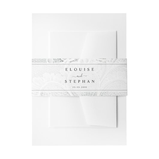 Bandeau De Faire-part Vintage White Lace Wedding (Devant example)