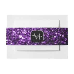 Bandeau De Faire-part Violet foncé faux paillettes brillantes scintillen