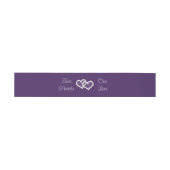 Bandeau De Faire-part Violet, Gris Deux Coeurs, Un Amour (Plat)
