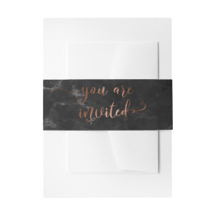 Bandeau De Faire-part Vous êtes invité Élégant Script Cuivre Marbre Noir