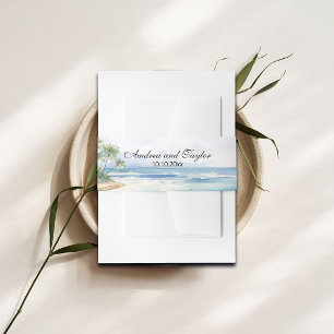 Bandeau De Faire-part Watercolor Beach et Palm Trees Mariage élégant
