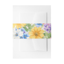 Watercolor Garden Flower Wedding Invitation Band