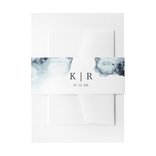 Bandeau De Faire-part Watercolor Waves Mariage Belly Band (Devant example)