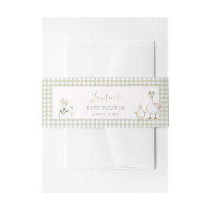 Bandeau De Faire-part Whimsical Silly Goose Green En vichy Baby shower