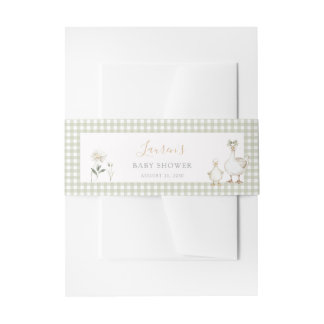 Bandeau De Faire-part Whimsical Silly Goose Green En vichy Baby shower