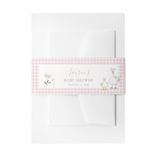Bandeau De Faire-part Whimsical Silly Goose rose En vichy Baby shower