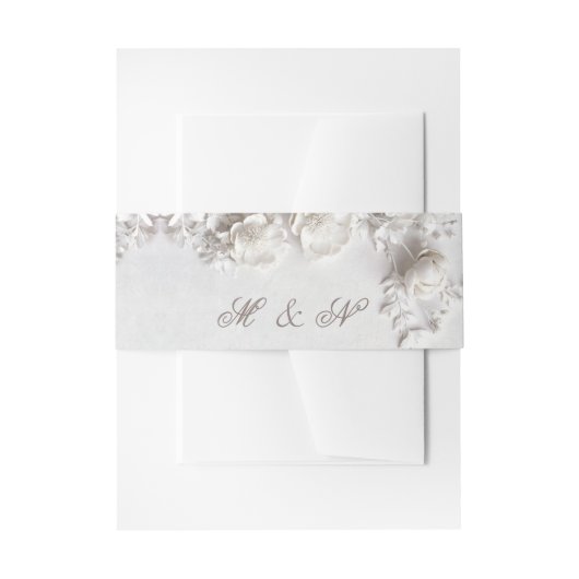 Bandeau De Faire-part White 3 Floral Initials Wedding (Devant example)