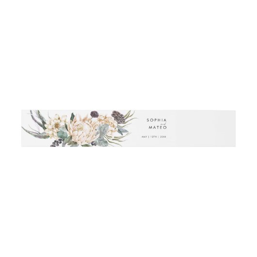 Bandeau De Faire-part White Floral Invitation Belly Band (Plat)