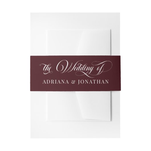 Bandeau De Faire-part Wine Red Elegant Calligraphy Wedding (Devant example)