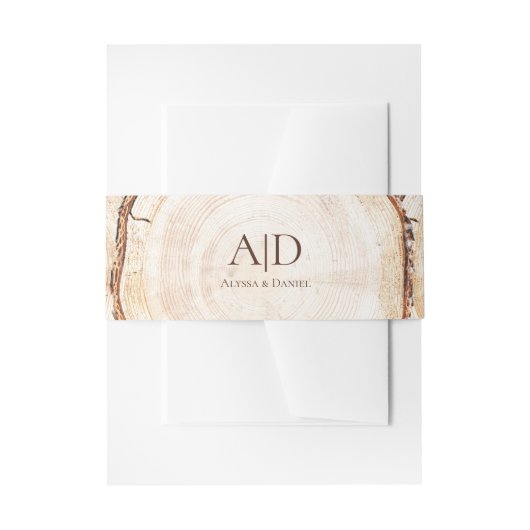 Bandeau De Faire-part Woodland Wedding tree Bark Monogram Custom (Devant example)