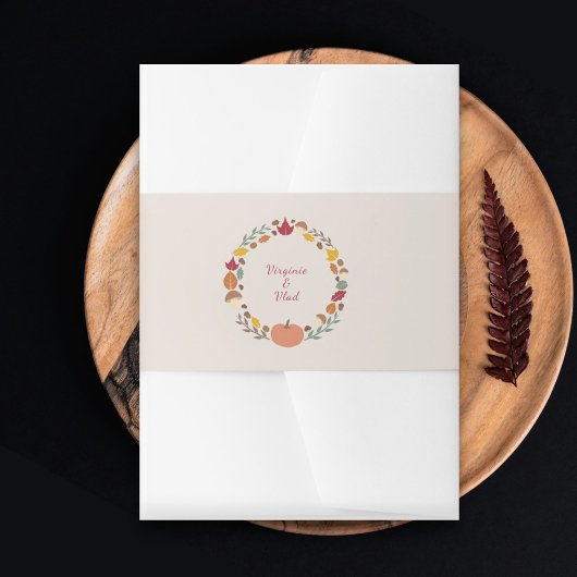 Bandeau De Faire-part Wreath & Mariage de automne Invitation Bande Belly