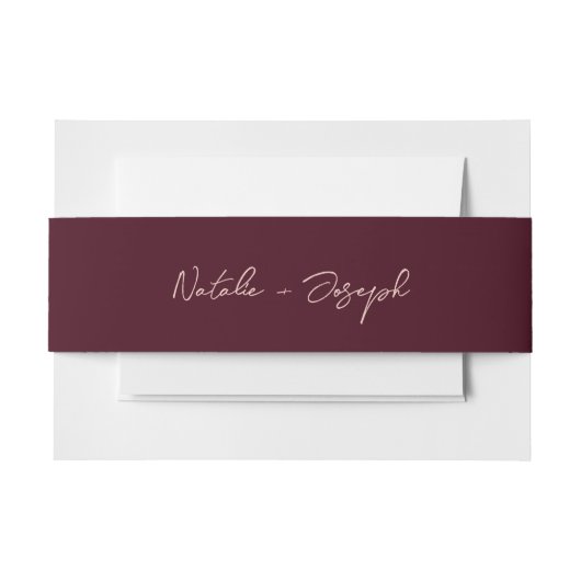 Bandeau De Faire-part  Written Deep Burgundy Retro Whimsical Wedding (Devant Example)
