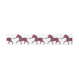 Bandeau De Faire-part Zebra Silhouette noir et rose chaud