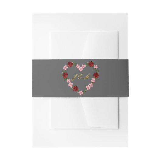 Bandeau d'invitation gris avec couronne de fleurs (Devant example)