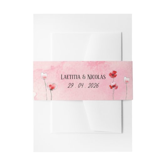 Bandeau "Klaprozen" Uitnodigingen Wikkel (Voorkant Voorbeeld)