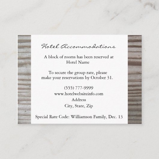 Banded Wood Hotel Cartes d'hébergement (Devant)