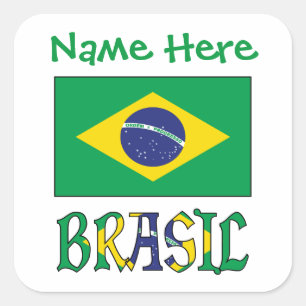 Bandeira do Brasil Étiquette Carrée Personnalisée