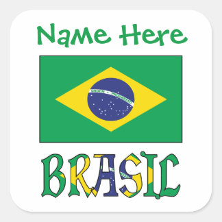 Bandeira do Brasil Personalized Flag Square Label