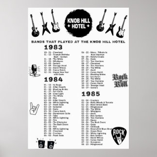 Banden die het Knob Hill Hotel 1983-84-85 speelden Poster