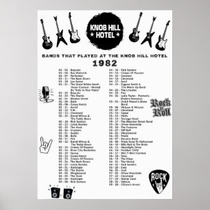 Banden die speelden in het Knob Hill Hotel 1982 Poster