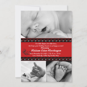 Banden van Snowflakes - Fotovakantiekaart/Birth An Feestdagenkaart