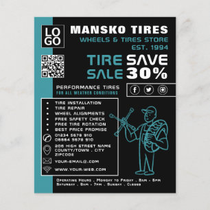 Bandenreparatie Logo, Tyre/Tyre Specialist Shop Flyer