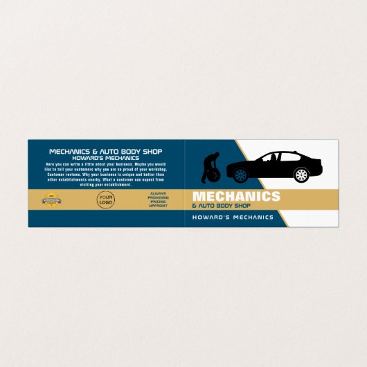 Bandenwisseling, automatisch mechanisme en reparat visitekaartjes (Buitenkant ongevouwen)