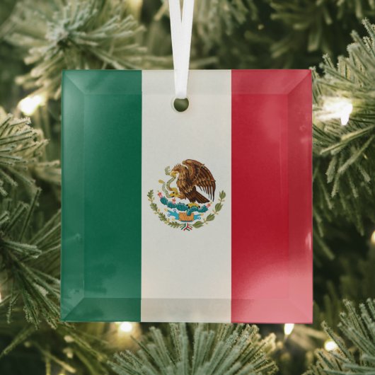 Bandera de Mexico National flag Mexicanos Glas Ornament (Insitu)