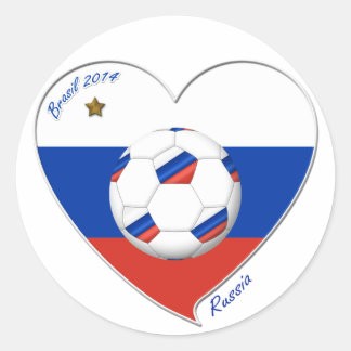 Bandera de RUSIA FÚTBOL del mundo en 2014 Ronde Sticker