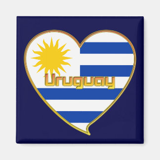 Bandera de URUGUAY elegante corazón y Sol de Mayo Magneet