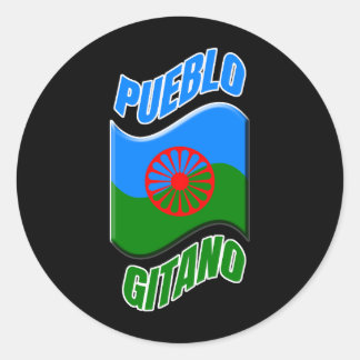 Bandera gitana. Pegatina bandera gitana negra. Ronde Sticker