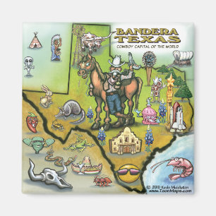 Bandera TEXAS Map Magneet