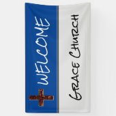 Banderole de bienvenue de l'église bleue et argent (Vertical)