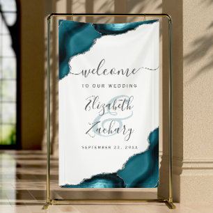 Banderole de bienvenue de mariage élégante bleu sa