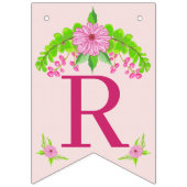 Banderole de fanions floraux nostalgiques rose et  (Troisième drapeau)