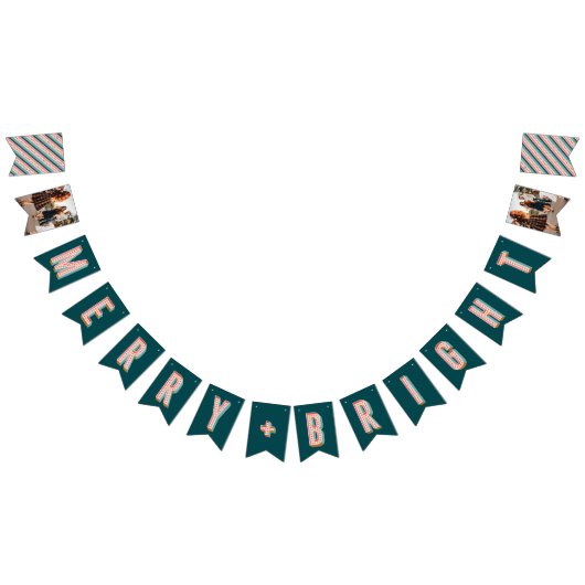 Banderole de fanions Merry + Bright - Sarcelle (Tout)