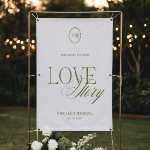 Banderole de mariage en vinyle vert olive foncé Bi