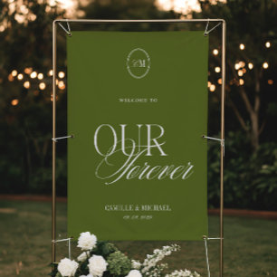 Banderole de mariage Olive Green Welcome To Our We