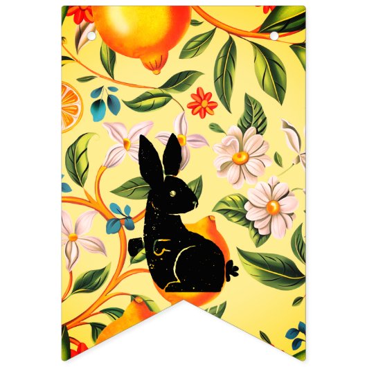 Banderole de Pâques Alternée Citron & Lapin (Premier drapeau)