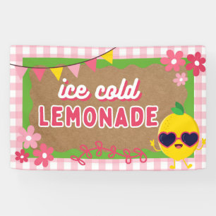 Banderole de stand de limonade à motif gingham ros
