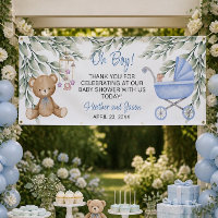 Banderole de toile de fond pour Baby Shower Oh Boy