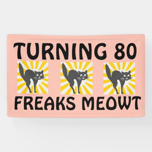 BANDEROLE FUNNY CAT POUR LES 80 ANS (Horizontal)