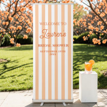 Bienvenue rayé orange pour la fête de mariage