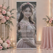 Bienvenue rétractable pour une photo rose pour 18