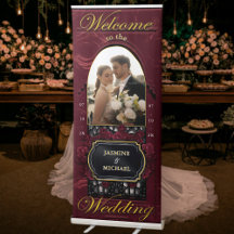 Bourgogne et Or Écriture Mariage Photo de Bienvenu