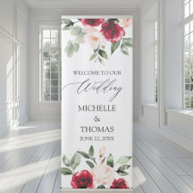 Elégant Burgundy Blush Aquarelle Floral Mariage
