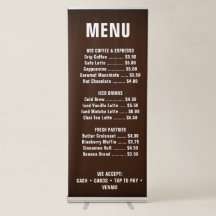 Panneau de menu de camion à café rétractable banni