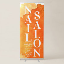 Signe vertical orange d'aquarelle du salon de ongl