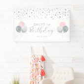 Banderole rose et argent 1er anniversaire (En situation)